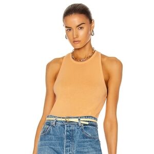 ALC Nello High Neck Racerback Top Apricot Orange Knit Cotton Size M Minimalist